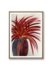 Abstract Red Cactus Plant Original Art 14X11 Paper