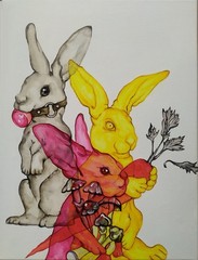 art 341 original paintings acrylic on canvas 15.7×11.8 in (40×30 cm) rabbits