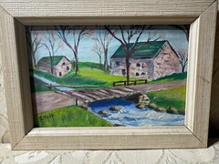 Small J Mohr „River And Landscape Scene“ Oil Painting – Signed And Framed