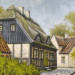 Danish Oil Painting Lyngby Denmark Landscape Original Art Signed Vintage Framed