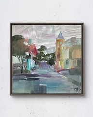 Washington DC 8×8 Original Cityscape Acrylic Painting Canvas Wall Art Home Decor