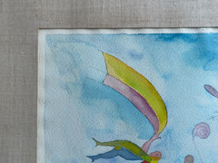 Asaph Ben Menahem(b.1940-) „A Paradise Scene“ Original Watercolor on Paper. 1969