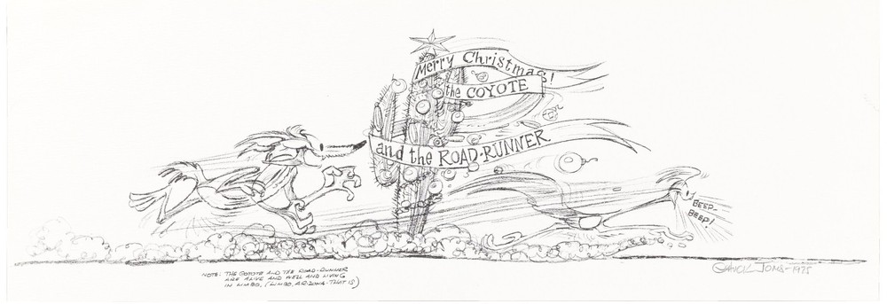 CHUCK JONES SIGNED Warner Bros Paper Holiday Card Print 1975 OH