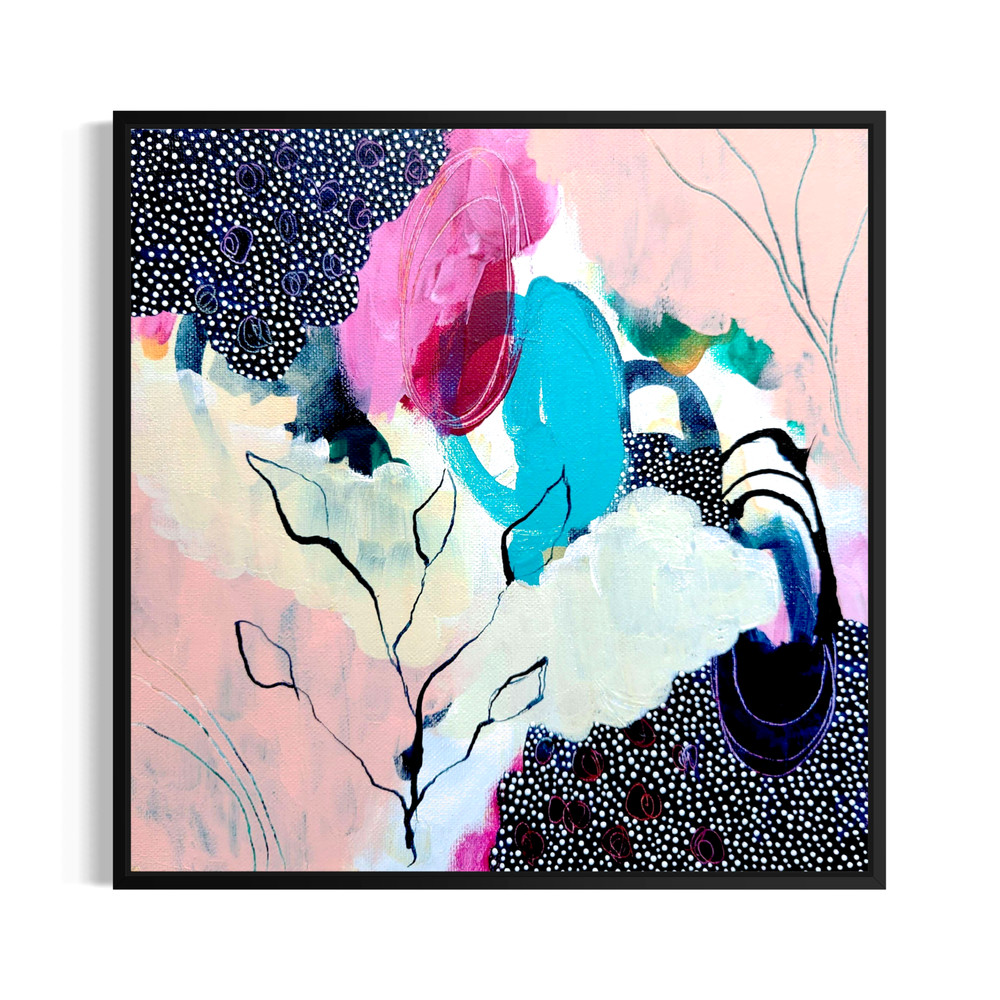 Original Abstract 10×10 Botanical Modern Painting Colorful Wall Art Living Room