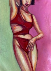 Original unique abstract woman figurative nude erotic oil picture hand painted