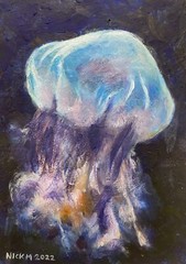 Jellyfish- 5×7 inch painting- artist Nick Mears