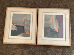 Abstract Jack R. Eggman Mixed Media Indian Copper/Mono Print Signed Numbered (2)