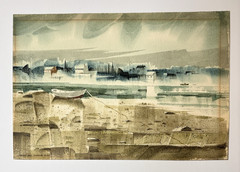 Robert Eric Moore Original Watercolor Signed Coastal Painting 1968 Maine