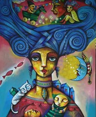 Acrylic/Canvas Carlos Cesar cuban Beautifull Art 100x80cm T:“Todo en armonia