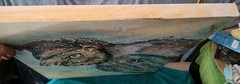 MID CENTURY GREAT HORNED SNOW OWL EMBELLISHED SERIGRAPH / CANVAS SIGNED PAINTING