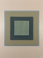 Minimalist Mixed Media Art – Acrylic Leather Geometric Square Abstract Painting