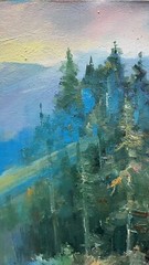 Oil painting Forest Ukrainian painter Canvas Framed Decor original landscape