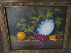 Gorgeous Vintage Blue & White China Plate PAINTING Made in France Framed