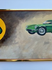 CLASSIC SPORTS CAR PAINTING ILLUSTRATION LARGE LOTUS LISTED FRED PEARMAN S.C 40″