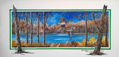 Orig Oil Painting canvas Joe Lathrop Duck Waterfowl Art Hunting Sport 12×24″