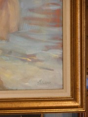 ORIGINAL NAUTICAL SEASIDE 24 x 18 OIL PAINTING OF YOUNG CHILD IN THE SURF