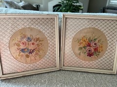 VTG Original A. Ruelle Watercolor Floral Paintings 30s 40s California Set of 2