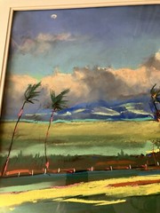STEPHEN BURR IMPRESSIONIST MAUI SCENE ORIGINAL PASTEL PAINTING KOA FRAME 30”x37”
