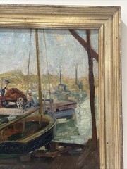Antique Painting Wpa Era Impressionist Marina Nautical Blanch Whelan Listed Oil