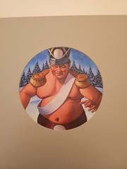 Vintage Unsigned Oil Painting Buryat Wrestler Mongolia Russia