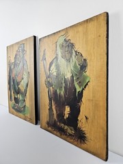 2x Vintage Original Signed Erik A Eriksen Paintings 14×9.5 Norwegian Folk Art