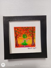 Acrylic Painting On Paper 4×4 W/ Presentation Frame *Fancy #2