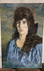 Painting on Canvas Portrait of a Woman Signed and Dated 1926