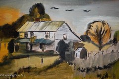 Vintage Impressionist Oil Painting Country Homestead Landscape D Leease, FINE!
