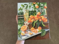 ORIGINAL OIL PAINTING STILL LIFE ORANGES VIBRANT ON STRETCH CANVAS SIGNED 8×10
