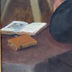Antique Oil Painting, Sculptor in his Studio, after Sir Frederic Leighton c.1860