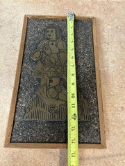 THOMAS GOLDE Brass Rubbing On Faux Granite Wall Hanging Decor Frame 14.5 x 8.5”