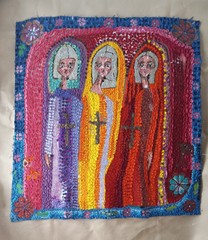 SALE! MerniB Oil Painting Original on Canvas Pin Up 29″ Old Ladies