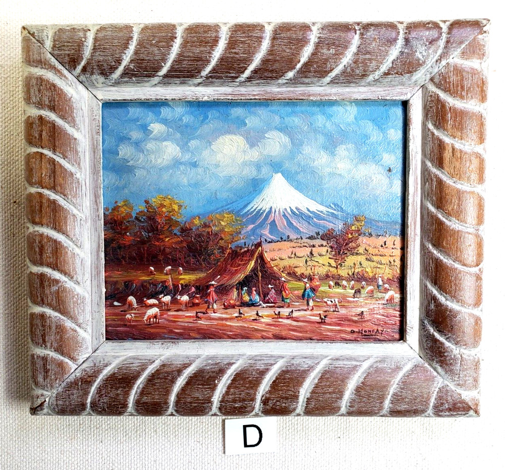 OSWALDO MONCAYO (1923-1984) Miniature Painting – Ecuador Village Life (item D)