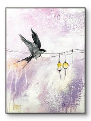 Original Abstract Expressionism 12×16 Sparrow Bird Hand Painted Signed Art 513