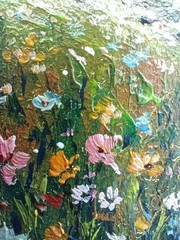 Summer Field Original Oil Painting 6×4 Framed Signed Meadow Flowers Landscape