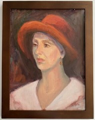 Estate Of Connie McCoy VTG Female Red Hat Study Portrait Impressionism Painting