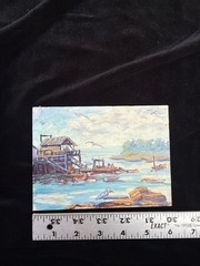 Original Florence Elgar (1905-unknown ) Maritime Oil Painting 5″ x 7″ Framed