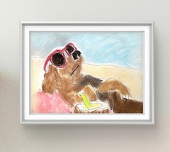 Hand Painted Contemporary Mixed Media Humorous Dog Wall Art, Holly Hammond