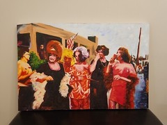 RS SIGNED PAINTING OIL ON CANVAS ’80 36×24 LGBTQ ORIGINAL CONTEMPORARY POP ART