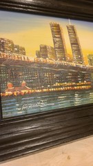 NYC WTC World Trade Center Twin Towers Oil Painting on Canvas Signed M. Austin