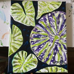 Lily Pads | Small 8 X 10 Expressionism Water Garden Pond Painting K C Jones Art