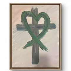 BLESSED#1224 Cross Jesus Hope Heart 11×14 Original Canvas Abstract Art