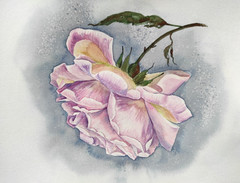 VINTAGE PINK ROSE Flowers Original Artwork Painting Floral Landscape Arts GiftA4