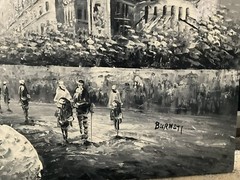 Caroline Burnett oil painting Black & White