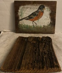 Vtg 2 Oil on Rough Wood Board painting Rustic Approx 10” x 7” Signed By Yaun