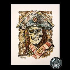 Original Watercolor Artwork Pirate 9×12 in Signed