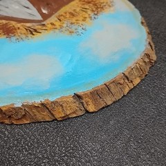 Vintage J. Smith 1988 Hand-Painted 14″ Oval Wood Log Slice Barn Farm Scene