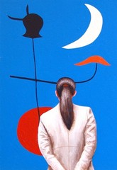 Spanish Dancer ±12×8″ painting of woman enjoying Joan Miró in museum G Boersma