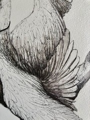 ALAIN DONATE SURREAL CUBAN ART Painting ORIGINAL SKETCH INK/CARDBOARD 12″X 16″