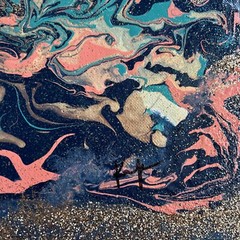Original Kayla Braden “Ocean” Acrylic Abstract Glitter Painting on Canvas 🌊